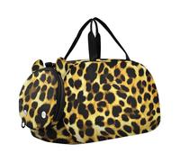 Borsone da viaggio per bambini, con rose rosse, rosa, blu, farfalle, per bambini, borsone da viaggio, palestra, borsone per bambini, Macchie nere con stampa leopardata, classico