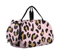 Borsone da viaggio per bambini con silhouette di tartarughe marine blu chiaro per ragazze borsone da viaggio per bambini borsone da ballo per bambini, Leopardo Macchie Nero Marrone Chiaro Rosa 2