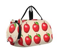 Borsone da viaggio per bambini con silhouette di tartarughe marine blu chiaro per ragazze borsone da viaggio per bambini borsone da ballo per bambini, Mele rosse vibranti beige tenue, classico