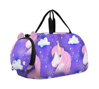 Borsone da viaggio per bambini con silhouette di tartarughe marine blu chiaro per ragazze borsone da viaggio per bambini borsone da ballo per bambini, Unicorno Rosa Criniera viola nuvola, classico