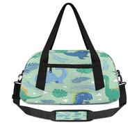 Borsone da viaggio per bambini con simpatici dinosauri, per ragazze e ragazzi, con animali in stile cartone animato, leggero, borsa da palestra per bambini, piccola borsa da viaggio o da ballo,