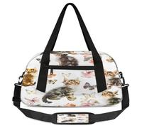 Borsone da viaggio per bambini con simpatici gatti e farfalle, piccola borsa sportiva da viaggio leggera per ragazzi e ragazze, borsa da viaggio per weekend, borsa da palestra per scuola, sport e