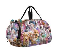 Borsone da viaggio per bambini con simpatico cane della foresta della Pomerania, borsone da viaggio per bambini, Cuccioli colorati e carini, classico