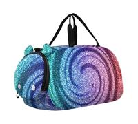 Borsone da viaggio per bambini con simpatico cane della foresta della Pomerania, borsone da viaggio per bambini, Galassia glitter arcobaleno, classico