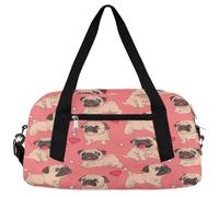 Borsone da viaggio per bambini con simpatico cucciolo di cane, per ragazze e ragazzi, con carlino, leggero, borsa sportiva da palestra per bambini, piccola borsa da viaggio per la danza, Simpatico
