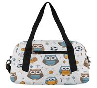Borsone da viaggio per bambini con simpatico gufo, per ragazze e ragazzi, con gufi in stile cartone animato, leggero, borsa da palestra per bambini, piccola borsa da viaggio o da ballo, Simpatico