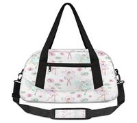 Borsone da viaggio per bambini con stampa ballerina per bambini e ragazze, con motivo floreale e ballerina, leggero, per sport, palestra, per bambini, piccolo, da portare con sé durante la notte,