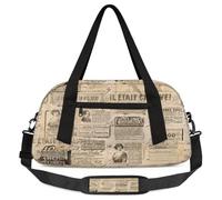 Borsone da viaggio per bambini con stampa di giornale antico, per ragazze e ragazzi, borsa sportiva leggera vintage per bambini, piccola borsa da viaggio o da ballo, Vecchio Giornale, 18.5L x 7.8W x