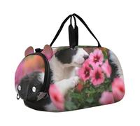 Borsone da viaggio per bambini, con stampa divertente di Pitbull, ridere e per viaggi, Giocoso Border Collie Puppy Floral, classico