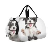 Borsone da viaggio per bambini, con stampa divertente di Pitbull, ridere e per viaggi, Happy Black White Havanese Puppy 1, classico