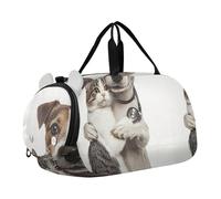 Borsone da viaggio per bambini, con stampa divertente di Pitbull, ridere e per viaggi, Jack Russell Terrier Hug Cat, classico