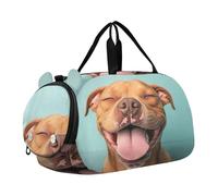 Borsone da viaggio per bambini, con stampa divertente di Pitbull, ridere e per viaggi, Sorridente Marrone Pitbull Divertente, classico