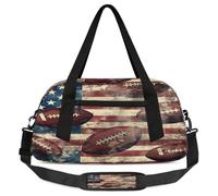 Borsone da viaggio per bambini con stampa retrò con bandiera del football americano, piccola borsa sportiva leggera da viaggio per ragazzi e ragazze, borsa da viaggio per il weekend, borsa da palestra