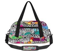 Borsone da viaggio per bambini con stampa zebrata, per ragazze e ragazzi, a righe bianche e nere, leggero, borsa da palestra per bambini, piccola borsa da viaggio o da ballo, Stampa zebrata., 18.5L x