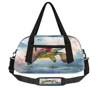 Borsone da viaggio per bambini con tartaruga marina per ragazzi e ragazze adolescenti oceano animale sport borsa da palestra per weekender viaggi ginnastica danza danza balletto, Multicolore