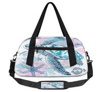 Borsone da viaggio per bambini con tartaruga marina Starfis Starfis per ragazze e ragazzi, borsa leggera per sport e palestra, piccola borsa da viaggio per la danza, Starfis Pesce Tartaruga Marina,