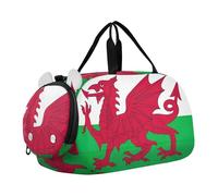 Borsone da viaggio per bambini, con tracolla, verde limone, cobalto sfumato, bandiera del Galles, classico