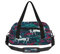 Borsone da viaggio per bambini con unicorno bianco e cavallo, per ragazze e ragazzi, borsa leggera per sport e palestra, per bambini, piccola borsa da viaggio per la danza, Cavallo Unicorno Bianco,