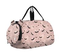 Borsone da viaggio per bambini durante la notte Weekender Borsa da palestra con scomparto per scarpe Sport Scuola pipistrello colore polvere Moon Ball