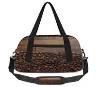 Borsone da viaggio per bambini in grani di caffè, con bordo in legno, per ragazze e ragazzi, leggero in chicchi di caffè, borsa sportiva da palestra per bambini, piccola borsa da viaggio per la notte,