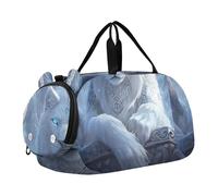 Borsone da viaggio per bambini, per bambini, per la notte, per bambini, palestra, capriccioso, cappello da gatto, marrone, Fantasia Tigre Bianca Occhi, classico