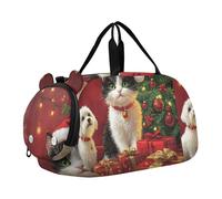 Borsone da viaggio per bambini, per bambini, per la notte, per bambini, palestra, capriccioso, cappello da gatto, marrone, Cappello da Babbo Natale, colore bianco e nero, per gatti e, classico