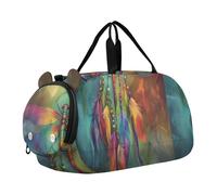 Borsone da viaggio per bambini, per bambini, per la notte, per bambini, palestra, capriccioso, cappello da gatto, marrone, Acchiappasogni con libellula mistica, classico