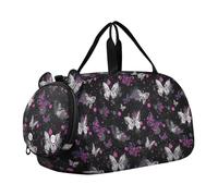 Borsone da viaggio per bambini, per la notte, weekender, borsa da palestra con scomparto per scarpe, per scuola, sport, polvere, cenere, farfalla, mimetica, vento