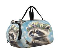 Borsone da viaggio per bambini, per la notte, weekender, borsa da palestra con scomparto per scarpe, scuola, sport, procione, dente di leone