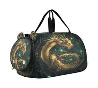 Borsone da viaggio per bambini, per la notte, weekender, borsa da palestra con scomparto per scarpe, scuola sportiva, il drago d'oro