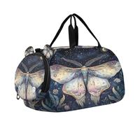 Borsone da viaggio per bambini, per la notte, weekender, borsa da palestra con scomparto per scarpe, sport, scuola, falena rosa