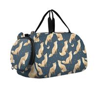 Borsone da viaggio per bambini, per la notte, weekender, borsa da palestra con scomparto per scarpe, sport, scuola, motivo stella e volpe