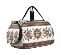 Borsone da viaggio per bambini, per la notte, weekender, borsa da palestra con scomparto per scarpe, sport, scuola, illustrazione digitale dei confini dello stile bohémien