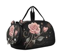 Borsone da viaggio per bambini, per la notte, weekender, borsa da palestra con scomparto per scarpe, sport, scuola, rosa, stella