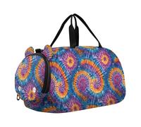 Borsone da viaggio per bambini, per la notte, weekender, borsa da palestra con scomparto per scarpe, sport, scuola, motivo mandala tie dye