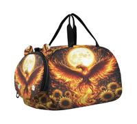 Borsone da viaggio per bambini, per la notte, weekender, borsa da palestra con scomparto per scarpe, sport, scuola, Phoenix girasole