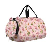 Borsone da viaggio per bambini, per la notte, weekender, borsa da palestra con scomparto per scarpe, sport, scuola, rosa, modello cappello in denim