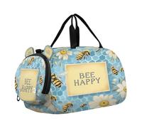 Borsone da viaggio per bambini, per la notte, weekender, borsa da palestra con scomparto per scarpe, sport, scuola, nido d'ape, fiore