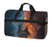 Borsone da viaggio per chitarra acustica in acqua e fuoco, per uomini, donne, ragazzi, ragazze, adolescenti, borsa da palestra oversize con scomparto per scarpe, borsa per allenamento durante la