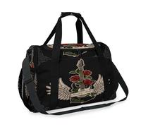 Borsone da viaggio per chitarra con ali di rose, per ragazze, ragazzi, donne, uomini, chitarra, fine settimana, borsa a tracolla per viaggi, sport, palestra