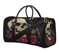 Borsone da viaggio per chitarra con teschio rock, per donne, uomini, ragazze, ragazzi, weekend, pernottamento, 22,7 l, borsa da cabina per sport, palestra, yoga, Colore, 22.7L, Organizer per borse