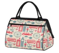 Borsone da viaggio per donne e uomini, 24 l, borsa da weekend con motivo Londo, borsa sportiva per palestra, viaggi, pernottamento, weekender, Colore, (24L) UK, Organizer per borse