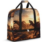 Borsone da viaggio per donne e uomini, antichità, foresta, dinosauro, fine settimana, borsa per la notte, pieghevole, separata sul bagnato, borsa tote da 47 l, per sport, palestra, yoga, Colore, 47L,
