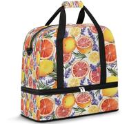 Borsone da viaggio per donne e uomini, con arance, limoni, lavanda, borse da notte pieghevoli per il fine settimana, 47 l, per sport, palestra, yoga, Colore, 47 L, Organizer per borse