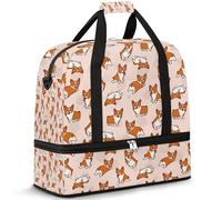 Borsone da viaggio per donne e uomini con cane Corgi carino borse da viaggio per il fine settimana borse da notte pieghevole bagnato separato 47 L tote bag per sport palestra yoga, Colore, 47 L,