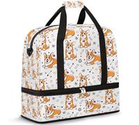 Borsone da viaggio per donne e uomini con cani con animali Corgi carino borse per la notte per il fine settimana pieghevole separato dal bagnato 47 L Tote Bag per sport palestra yoga, Colore, 47 L,
