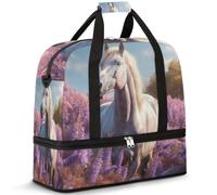 Borsone da viaggio per donne e uomini, con fiori di lavanda, per il fine settimana, per la notte, pieghevole, separato, 47 l, per sport, palestra, yoga, Colore, 47L, Organizer per borse