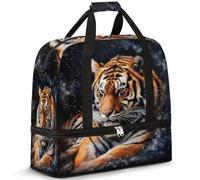 Borsone da viaggio per donne e uomini, con motivo tigre animale, per il fine settimana, per la notte, pieghevole, separato, 47 l, per sport, palestra, yoga, Colore, 47L, Organizer per borse