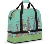 Borsone da viaggio per donne e uomini con personaggi famosi dei cartoni animati per il fine settimana borse per la notte pieghevole bagnato separato 47 L tote bag per sport palestra yoga, Colore, 47