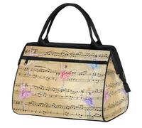 Borsone da viaggio per donne, uomini, bambini, ragazze, con note musicali, ballerine, fine settimana, per la notte, da 24 l, per sport, palestra, yoga, Colore, (24L) UK, Organizer per borse